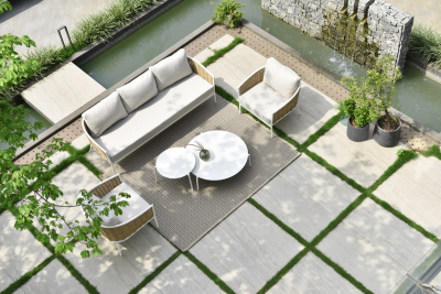 "Тоскана" лаунж-зона из искусственного ротанга, цвет соломенный