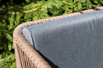 "Канны" лаунж-зона 4-местная из роупа со столиком "Канны" (серый гранит), основание дуб, роуп коричневый