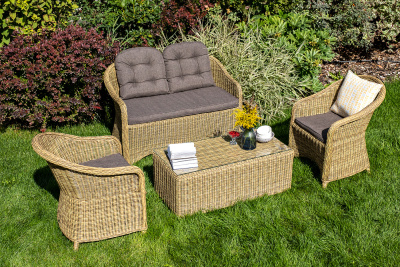 "Равенна" лаунж-зона из искусственного ротанга, цвет соломенный